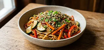 Asijské nudle s teriyaki zeleninou a semínky